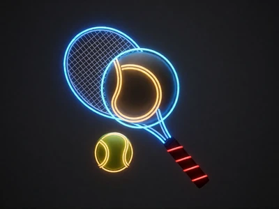 Neon-Tennisball mit Schl&auml;ger als Symbol f&uuml;r Tennis wetten bei 30bet