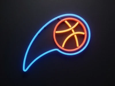 Neon-Basketball mit blauem Lichtbogen als Symbol f&uuml;r Basketball wetten bei 30bet